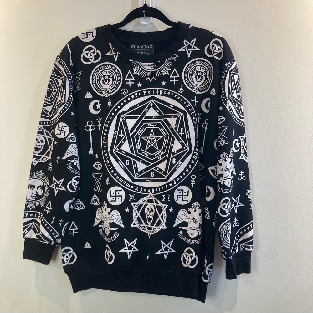 Killstar Black and White Occult Print Sweatshirt